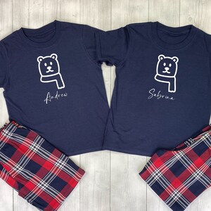 Couples Pajamas, Tartan Flannel Bottoms, Matching Family PJs