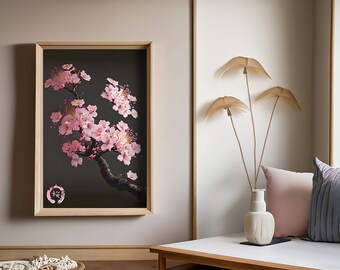 デジタルアート - 日本の桜のポスター - 春の壁飾り - 植物のプリント