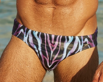Men's Striped Mesh Thong - See-Through Micro Bikini String, Sizes M/L/XL, Lightweight & Stretchy