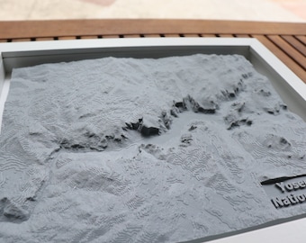 Yosemite National Park 3D Printed Map| 11&quot;x9&quot; | Shadow Box