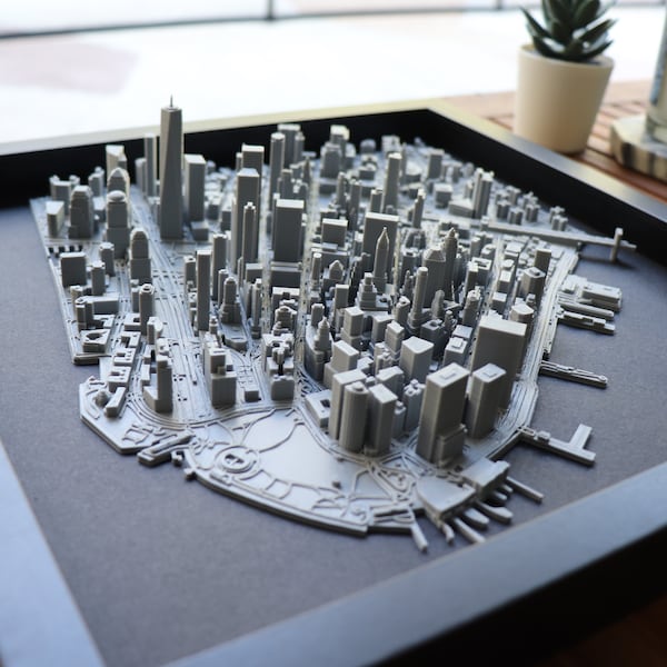 Lower Manhattan | New York City, NY | 3D City Print | Shadow Box Wall Hanging | Art