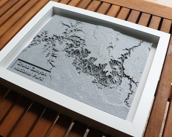 Grand Canyon National Park 3D Printed Map| 11&quot;x9&quot; | Shadow Box