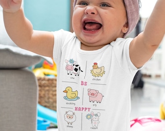 Be Happy Baby/Toddler Jersey Bodysuit - Newborn to 18 Months Farm Animals
