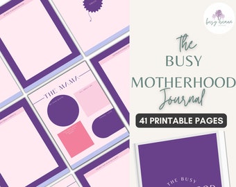 41 Pages | the Busy Motherhood Journal Printable Prompts | New Mum Journal Purple