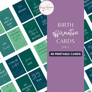 48 Birth Affirmation Cards Printable | Pregnancy, Labour and Birth Manifestation Mindfulness Mindset