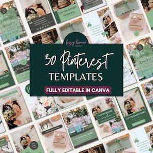 30 plantillas de Pinterest / Diseños de pines editables en Canva / Plantillas de marketing / Para coaches, creativos y pequeñas empresas