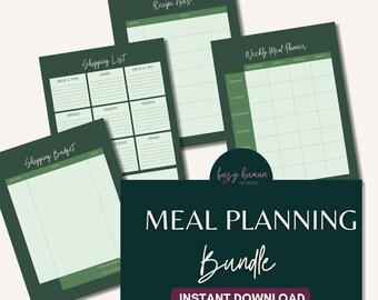 Weekly Meal Planner Printable | Simple Meal Planning | Shopping List Kit | Budget & Recipe Notes | A4 PDF Download