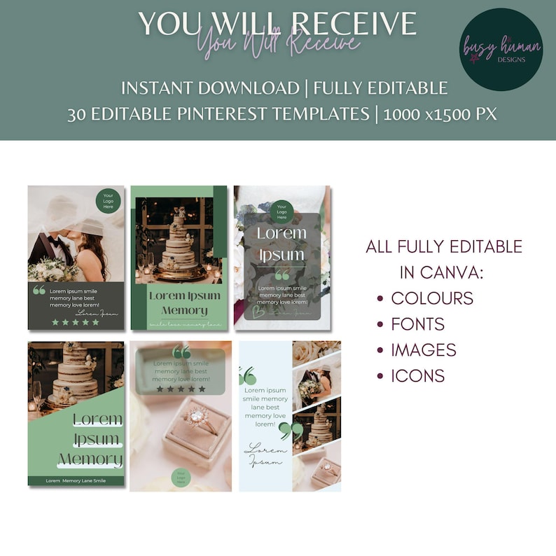 30 Pinterest Templates | Canva Editable Pin Designs | Marketing ...