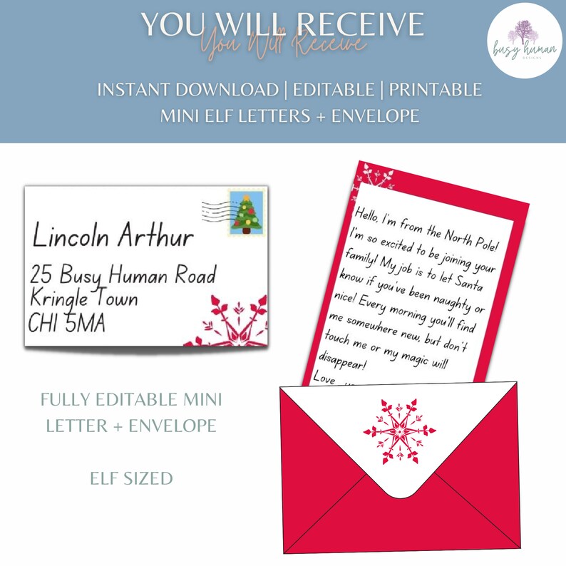 Editable + Printable Elf Letter and Envelope Template | Editable Elf ...