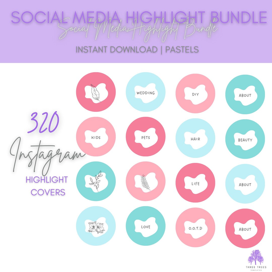 320 Pastel Instagram Highlight Covers Cute Aesthetic IG Etsy
