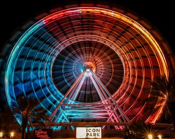 Fichier numérique de la grande roue d'Icon Park à Orlando en Floride, exposition longue durée.