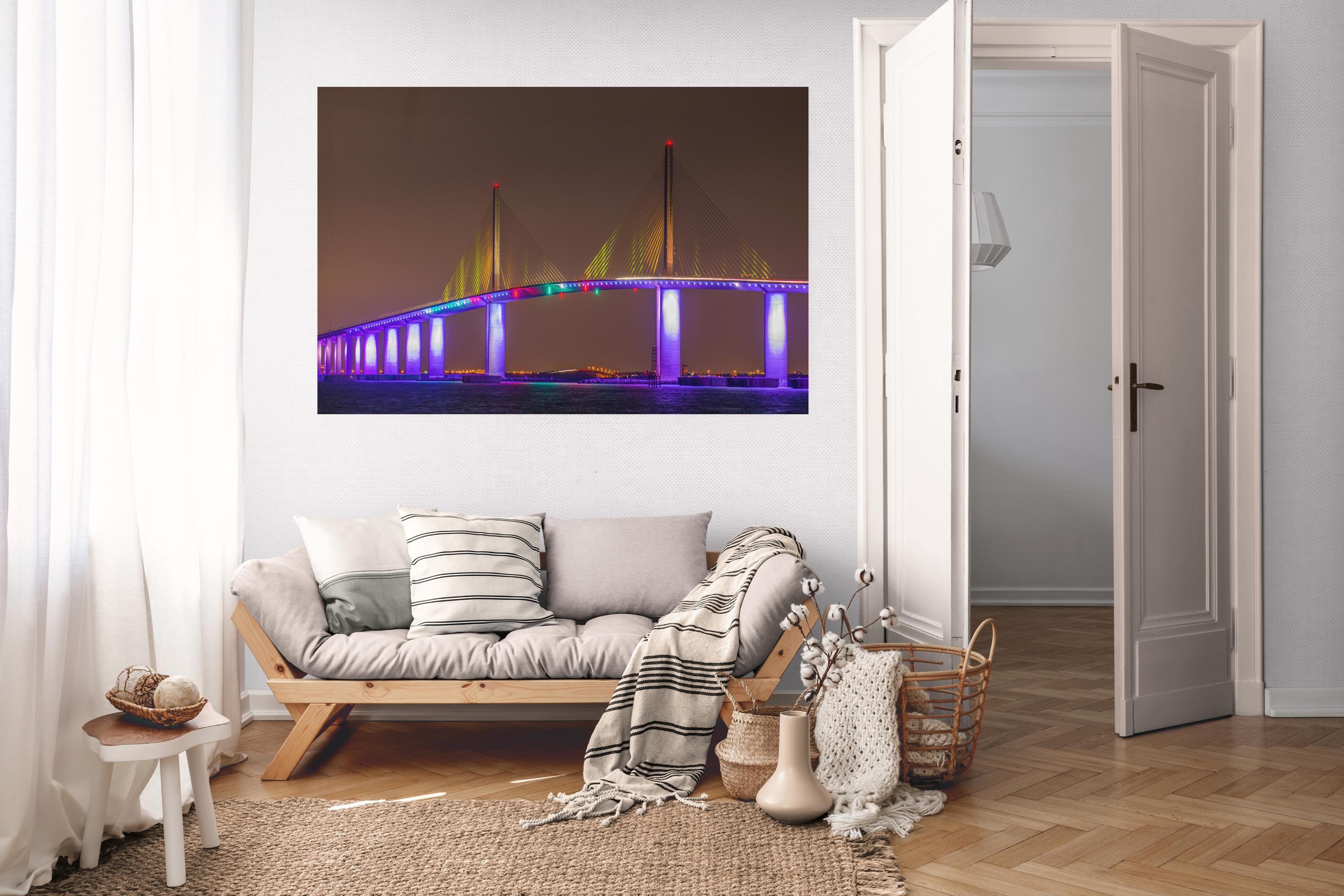 Sunshine Skyway Bridge Canvas Print: Tampa Bay Night Long Exposure