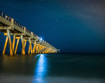 Navarre Beach Pier Canvas Print: Milky Way Nightscape
