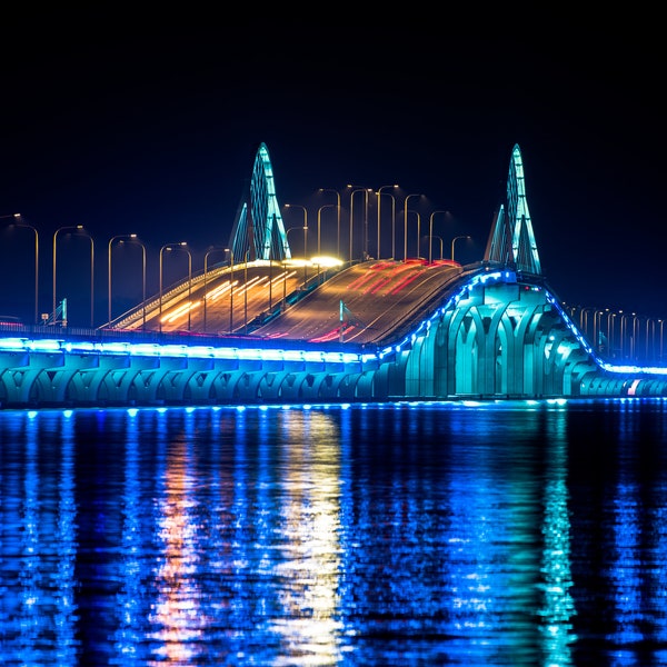 Pensacola Bay bridge wall art Large Canvas Wall Decor, Pensacola beach bridge print, Sunset Art, Pensacola FL Florida Photography.