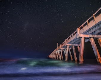 Navarre Beach Pier Canvas Print: Milky Way Starry Night