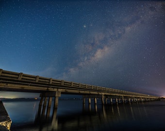 Navarre Beach Pier Canvas Print: Milky Way Nightscape