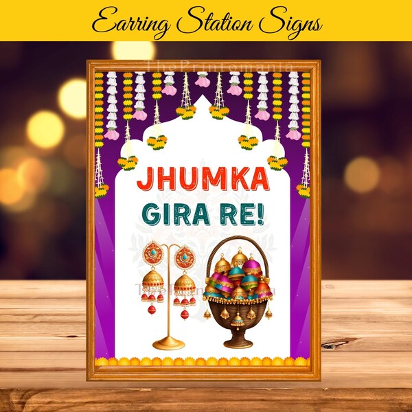 Jhumka Signage Sign, Jhumka Earring Station, Haldi Mehndi Decoration, Indian Wedding Decoration, Bariley Ka Jhumka, Desi Wedding Table Decor