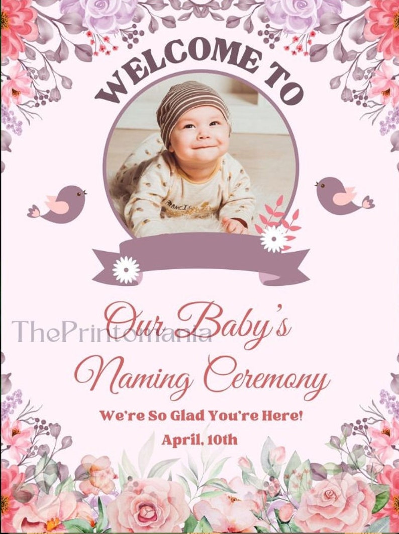 Editable Naming Ceremony Sign Baby Naming Day Entry Sign Cradle