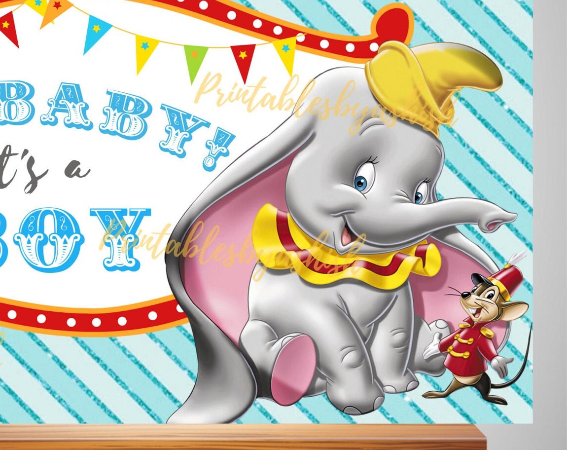 Dumbo Backdrop, Dumbo Baby Shower Backdrop, Dumbo Boy Elephant Circus Theme Backdrop, Dumbo Its