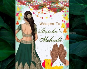 Mehndi Decor Signs as Mehndi Signs, Mendhi Umbrella decor as Mehendi decor, Mendhi poster, Mehndi Welcome signs & Mendhi decor sign Umbrella