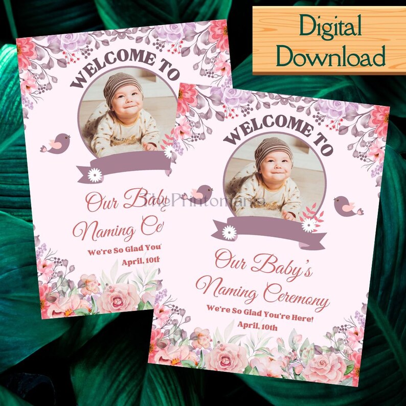 Editable Naming Ceremony Sign Baby Naming Day Entry Sign Cradle