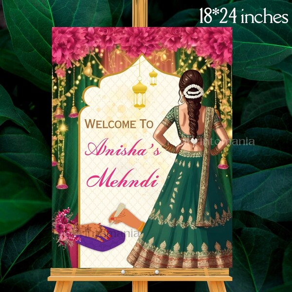 Mehndi welcome signs in posters for mendhi and sangeet, mehendi welcome signs & indian mehendi decorations, hindu wedding sign mehendhi