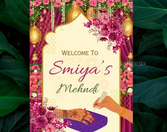 Mehndi welcome signs as Mehndi decor, Mehndi posters & Mehendi Welcome Sign, Mehndi sign as Mehendi signs, Mendhi welcome sign Mendhi sign