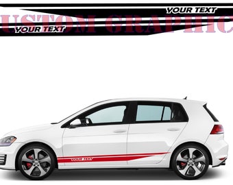 Custom Side Door Stripe Decal Kit: Universal Fit, Personalized Text