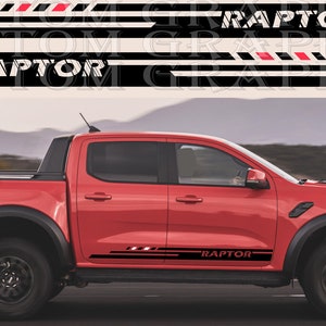Ford Raptor R Lettering In Red Side Door Stripe Custom Kit Stickers Set Kit Compatible With Ford ...
