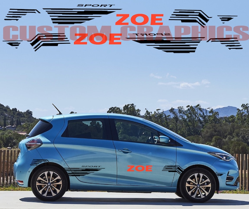 Top Sport Sticker Decal Side Door Stripes Compatible with Renault Zoe image 1
