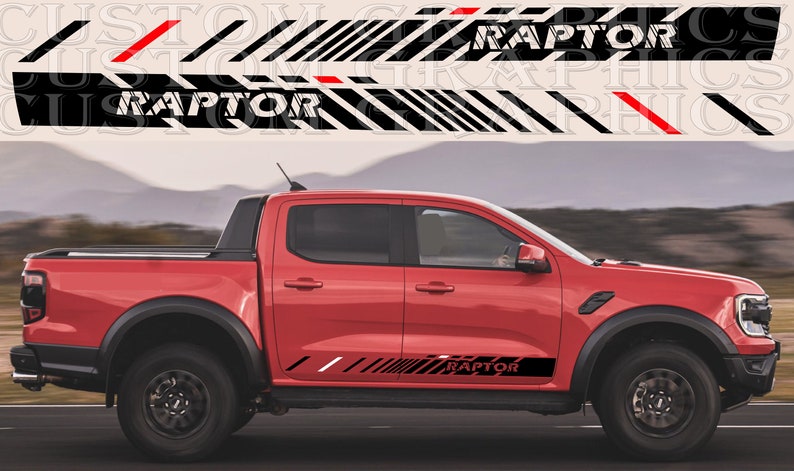 Ford Raptor R With Racing Stripes Coluring Set of Racing Side Stripes Decal Sticker Graphic Compatible With Ford ...