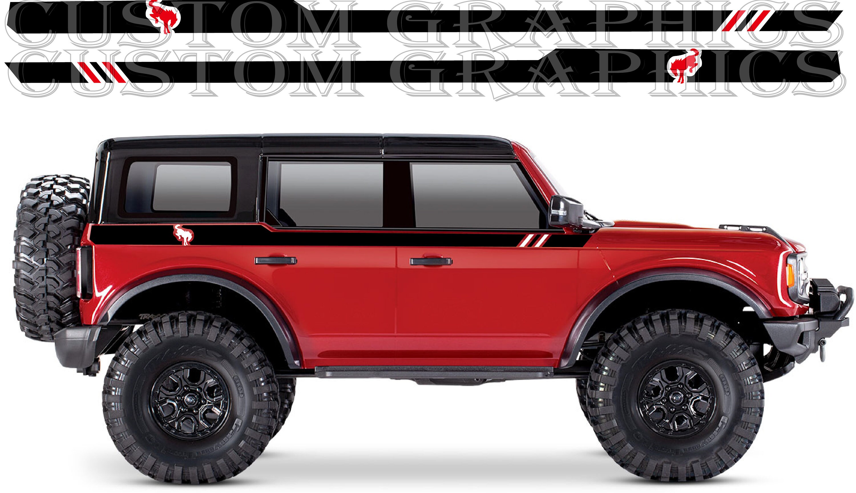 Set of Racing Horses Side Stripes Decal Sticker Graphic Compatible with Ford Bronco