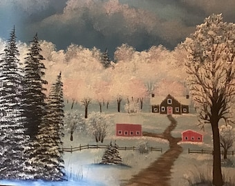 Original Winter Landscape Oil Painting on Canvas (16" x 20")
