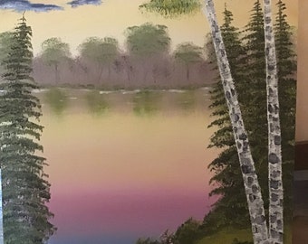 Original Oil Painting: Nature Landscape with Birch Trees (16” x 20”)