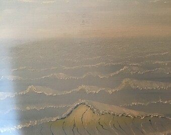 Original Oil Painting 16” x 20” Beautiful Nature Landscape, beach, waves, lake on Canvas Board #25 by Mark F. Cromas Unframed.