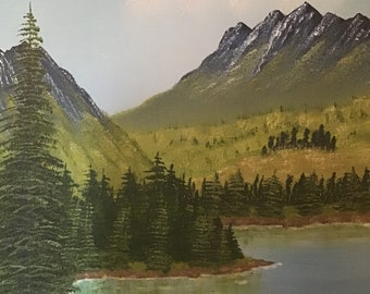 Original Oil Painting 16” x 20” Beautiful Mountain, Nature Landscape on Canvas Board #31 by Mark F. Cromas Unframed.