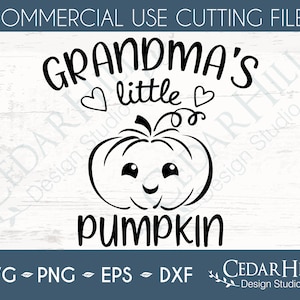 Grandma's Little Pumpkin Fall Halloween Boy SVG, Dxf, Eps Png, First Halloween onesie, Newborn, Silhouette, Cricut, Digital Download