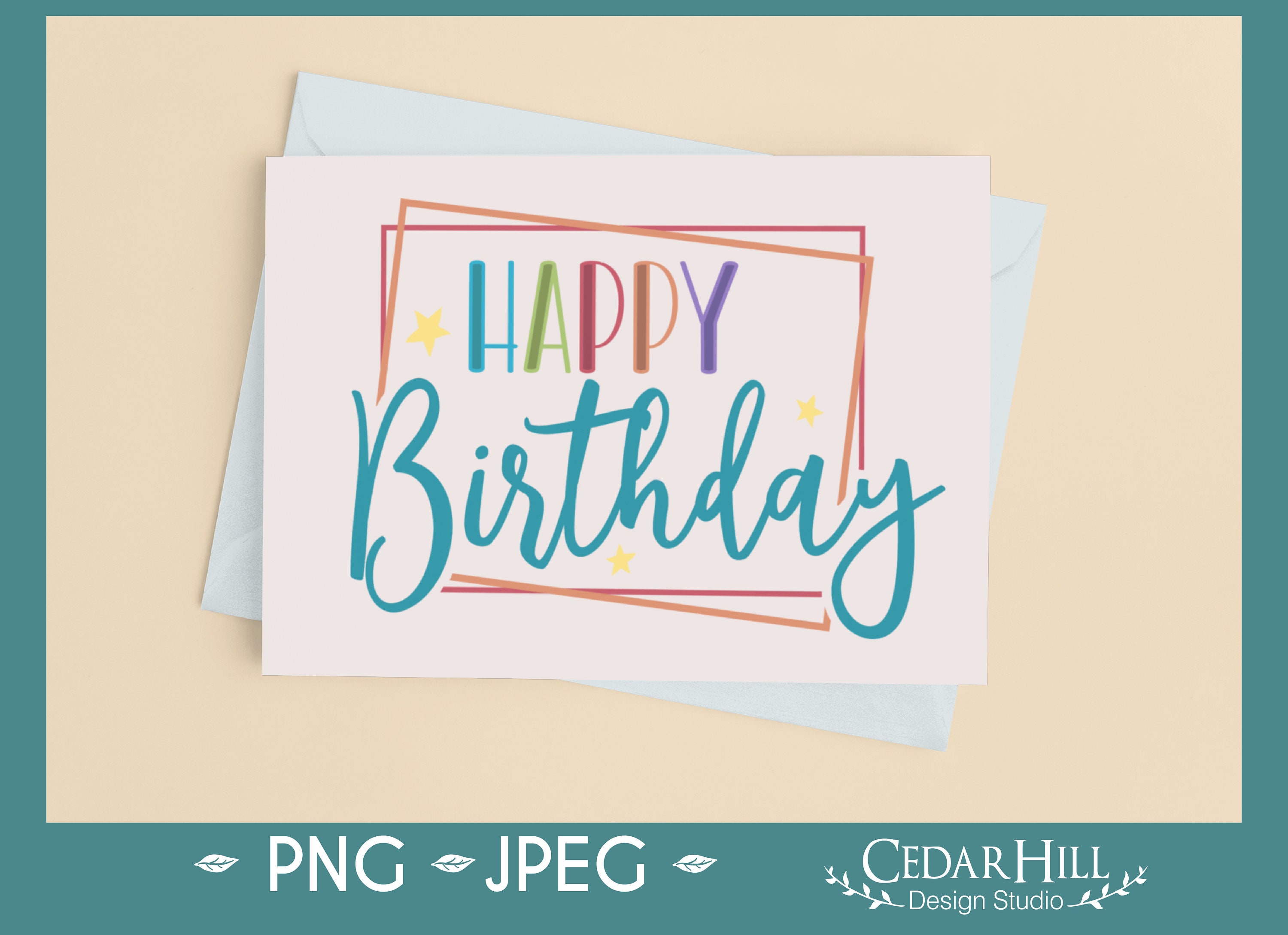 Happy Birthday Frame Printable Bundle JPEG Png Silhouette - Etsy