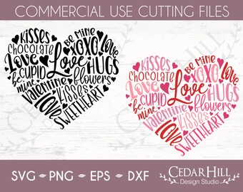 Valentine Word Heart SVG Cut File, JPEG, Dxf, Eps Png, Silhouette, Cricut, Valentine card, Shirt, Sublimation, Digital Download