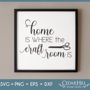 Home is Where the Craft Room Is SVG, Craft Wall Décor, Crafter gift, Sewing gifts Art, Dxf, Eps, Png, Silhouette, Cricut, Digital Download
