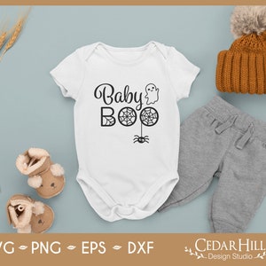 Baby Boo Ghost Spider Halloween SVG, Dxf, Eps Png, First costume onesie, Little boo, Newborn,  Silhouette, Cricut, Digital, Sublimation