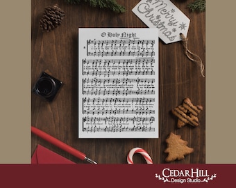 Christmas O Holy Night Sheet Music SVG, Dxf, Eps Png, Silhouette, Cricut, Digital download, Card, Carols, Christian, Cut File