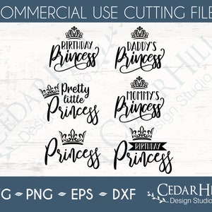 Princess SVG Bundle, Mommy, Daddy, Birthday, Royalty, Dxf, Eps Png, Silhouette, Cricut, Digital download, Shirt Graphic, Girl, Cut file