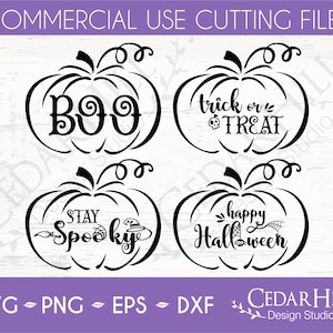 Halloween Pumpkin SVG Bundle, Dxf, Eps Png, Trick or Treat, Spooky, Boo, Silhouette, Cricut, Digital, Sublimation, Cut File