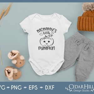 Mommy's Little Pumpkin Fall Halloween SVG, Dxf, Eps Png, First Halloween onesie, boy, Newborn, Silhouette, Cricut, Digital Download