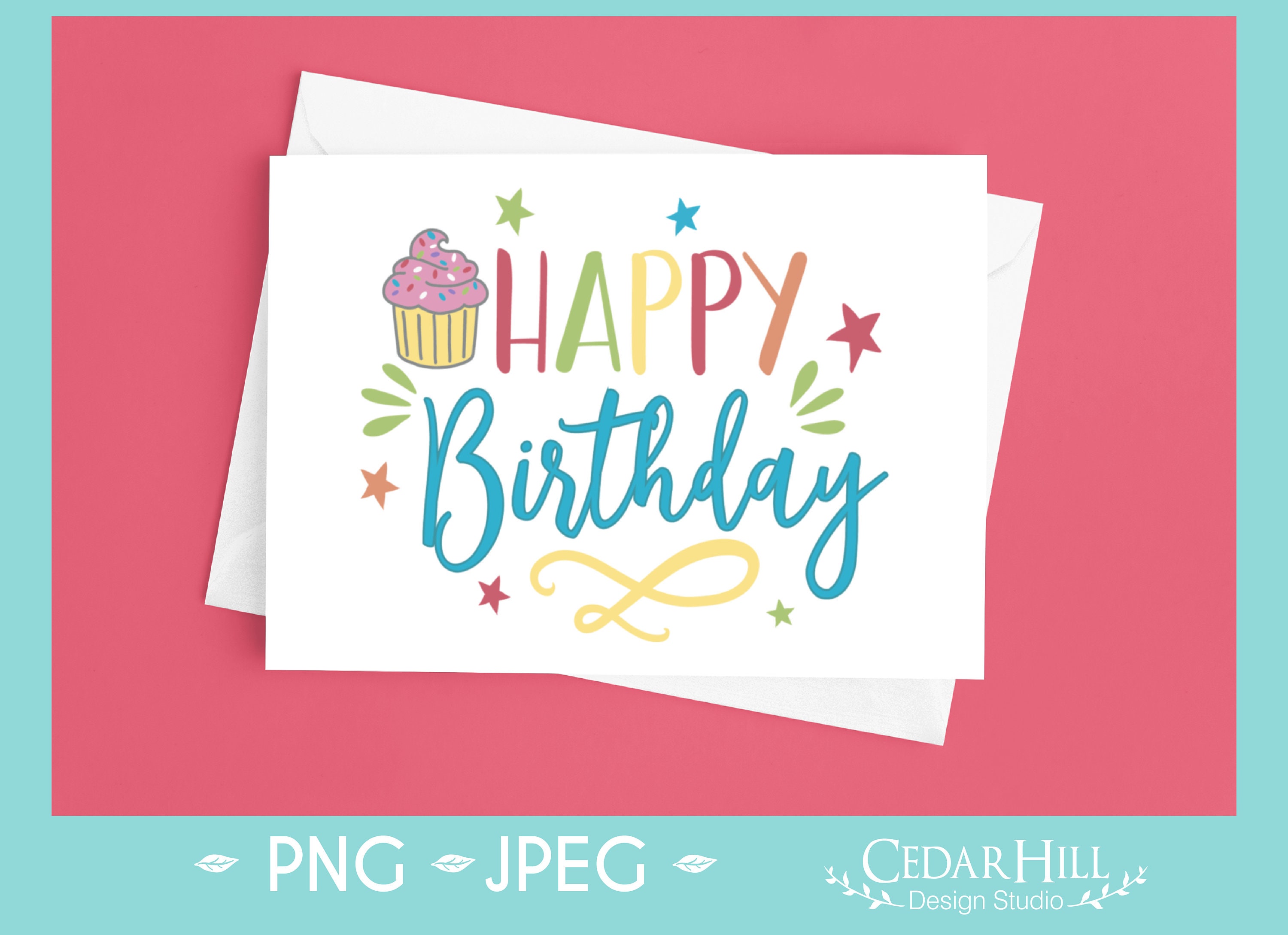 Happy Birthday Cupcake Printable Bundle, JPEG, Png, Silhouette, Cricut ...