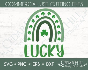 Lucky Rainbow St Patrick's Day SVG, Eps Png, Irish, Shamrock, Green, Silhouette, Cricut, Digital Download