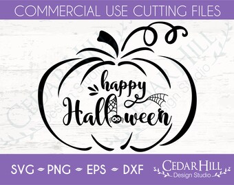 Happy Halloween Pumpkin SVG Graphic, Dxf, Eps Png, Trick or Treat, Spooky, Silhouette, Cricut, Digital, Sublimation, Cut File