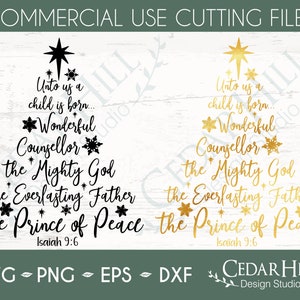 Words Christmas Tree, Prince of Peace, Christian SVG, Dxf, Eps Png, Silhouette, Cricut, Digital Download, Card, Cut File