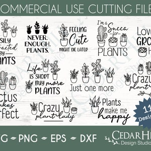 Plant Lover SVG Bundle, Botanical, Cactus, Succulent, Crazy Plant Lady, Dxf, Eps Png, Silhouette, Cricut, Digital Download